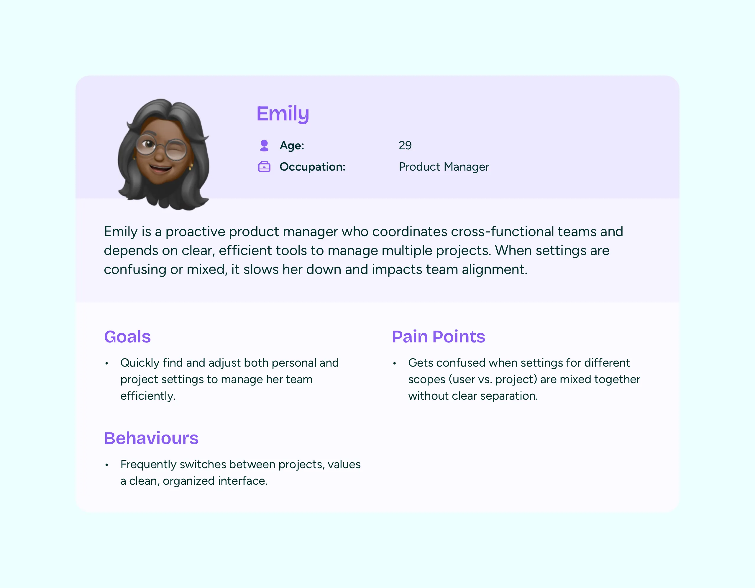 Emily's user persona