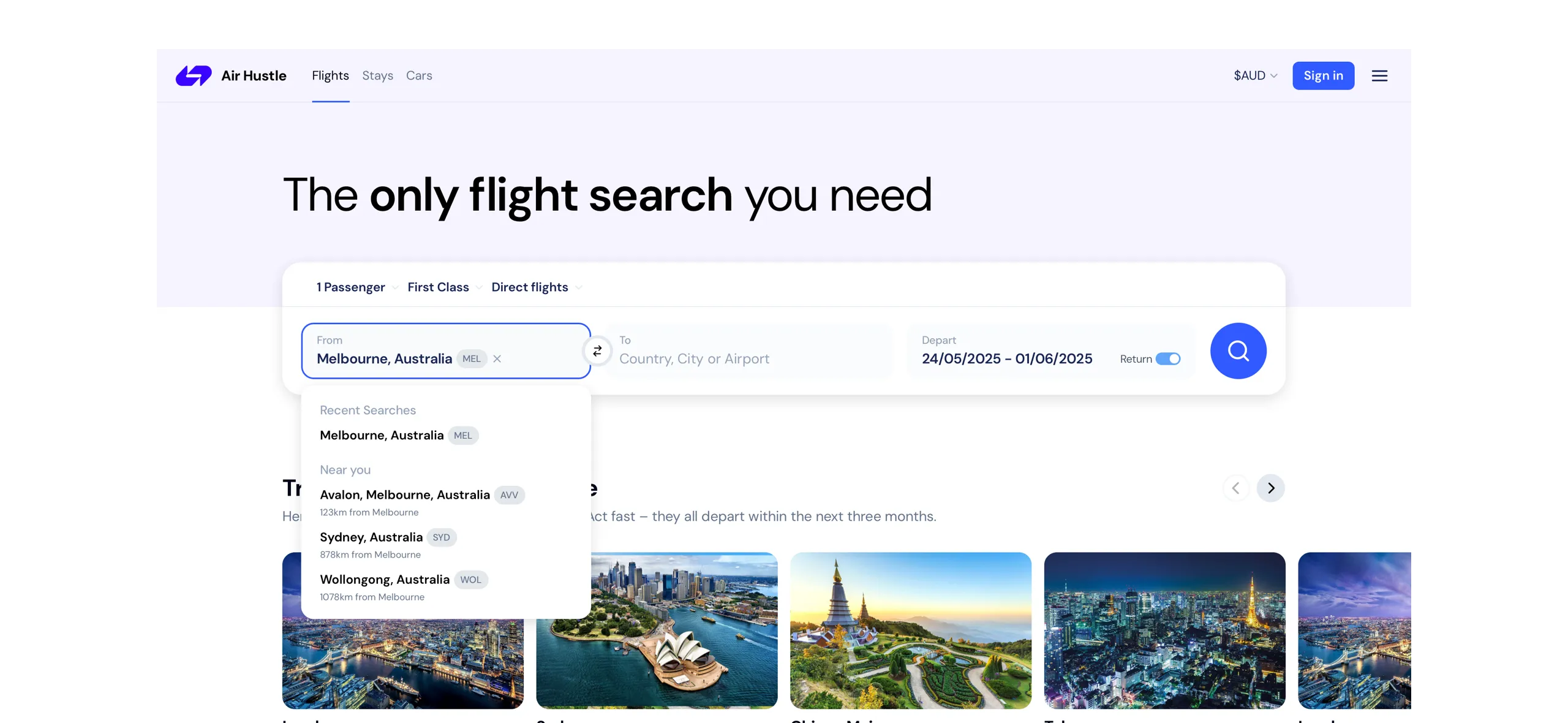 From search dropdown