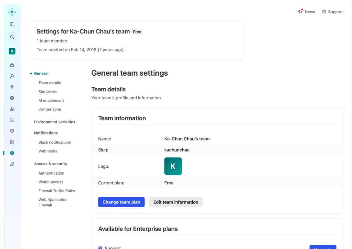 Screenshot of Netlify for competitor analysis