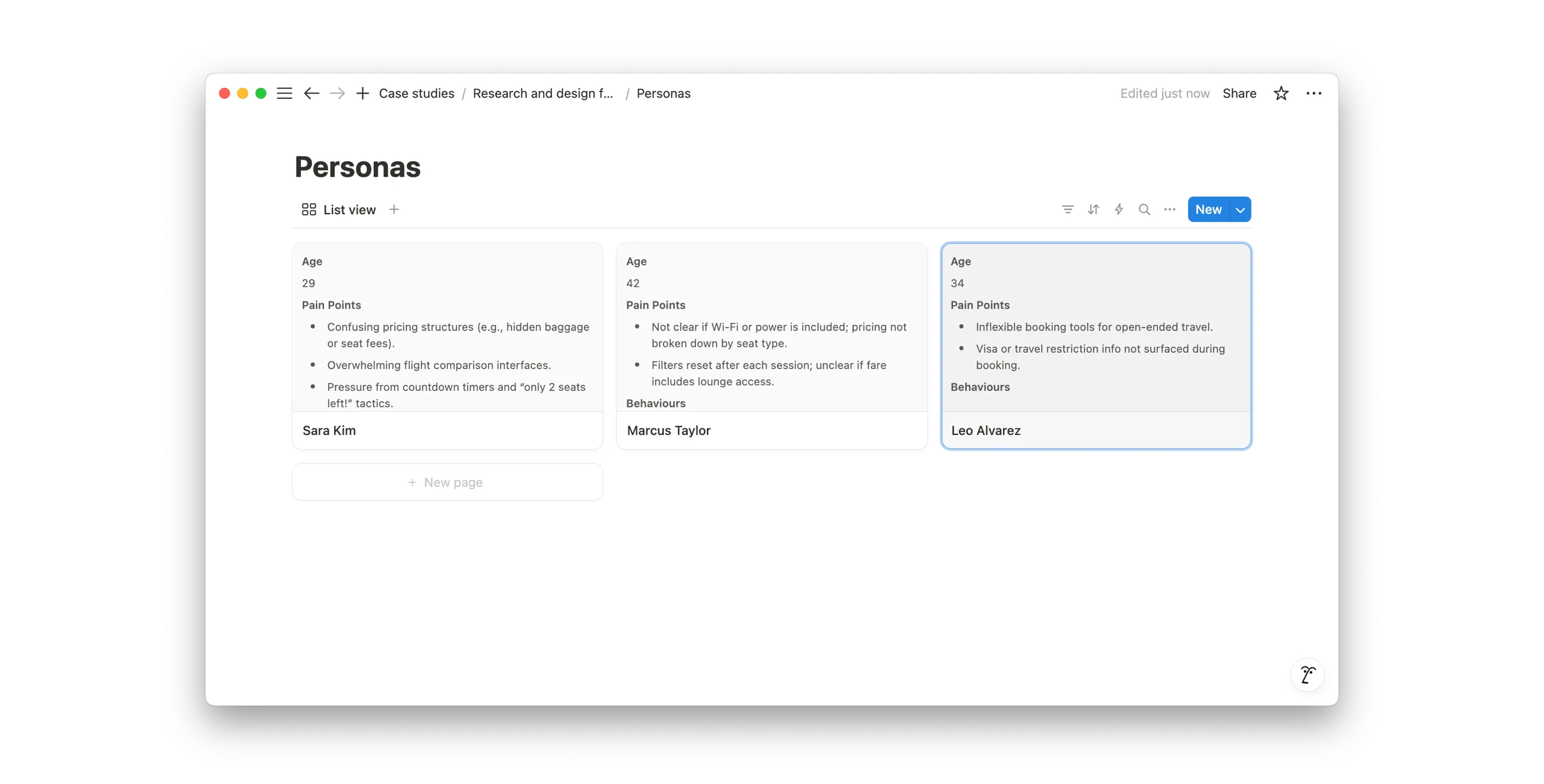 Storing personas in Notion