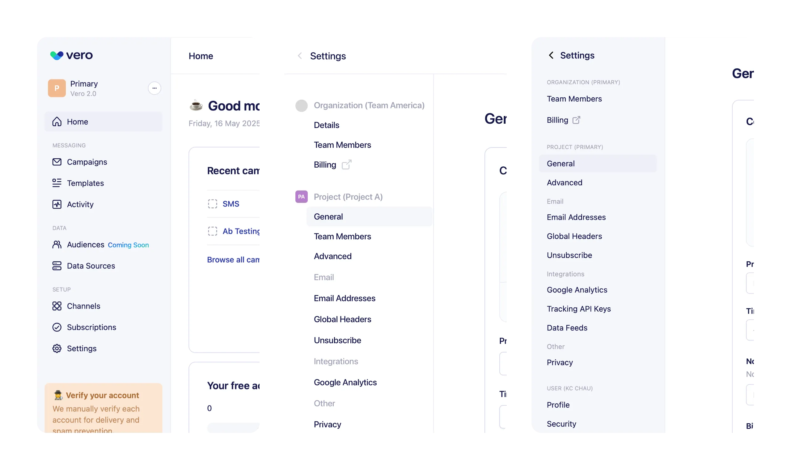 Settings sidebar tweaks