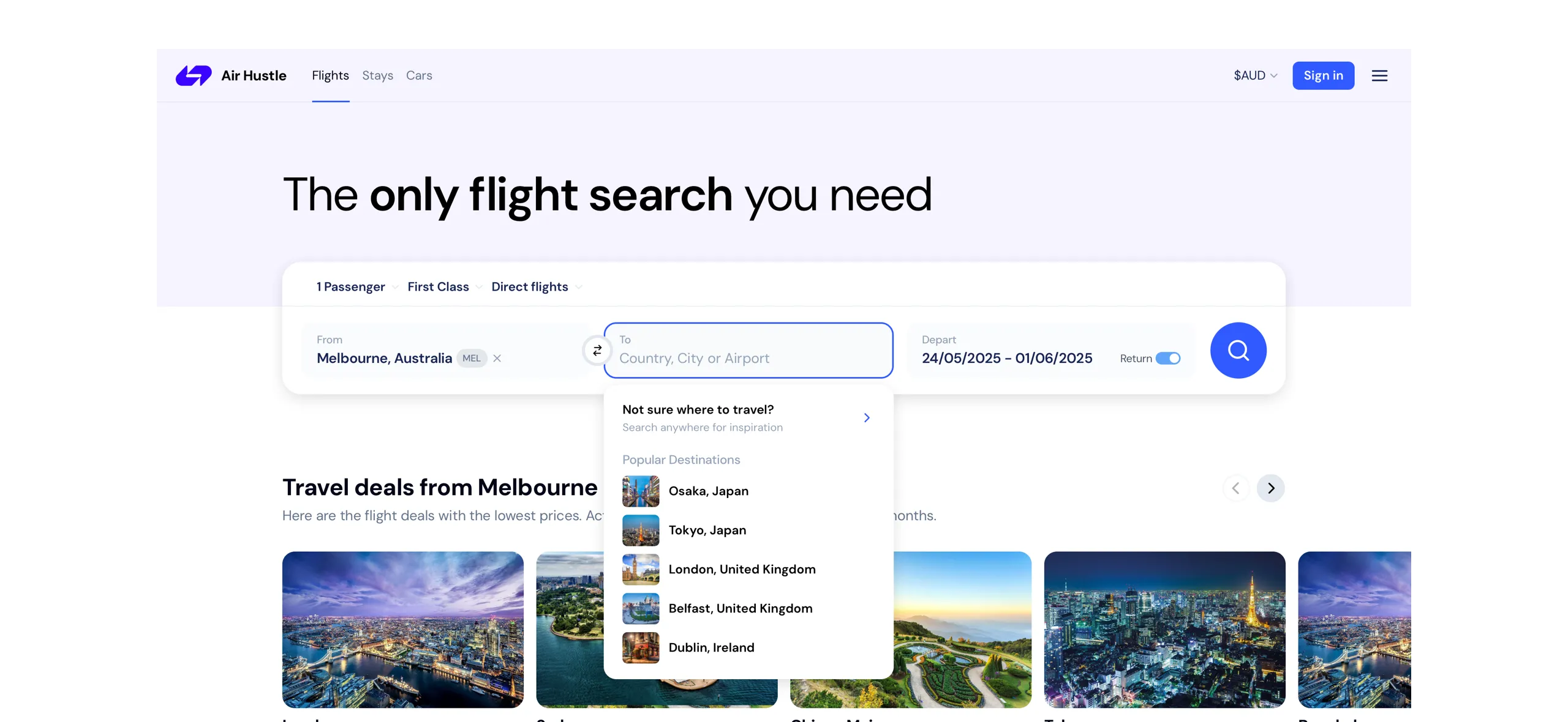 To search dropdown