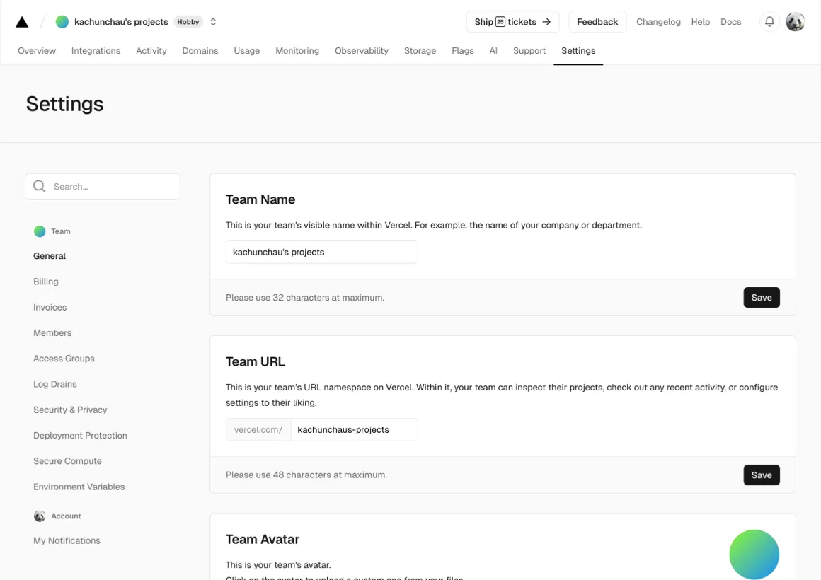Screenshot of Vercel for competitor analysis