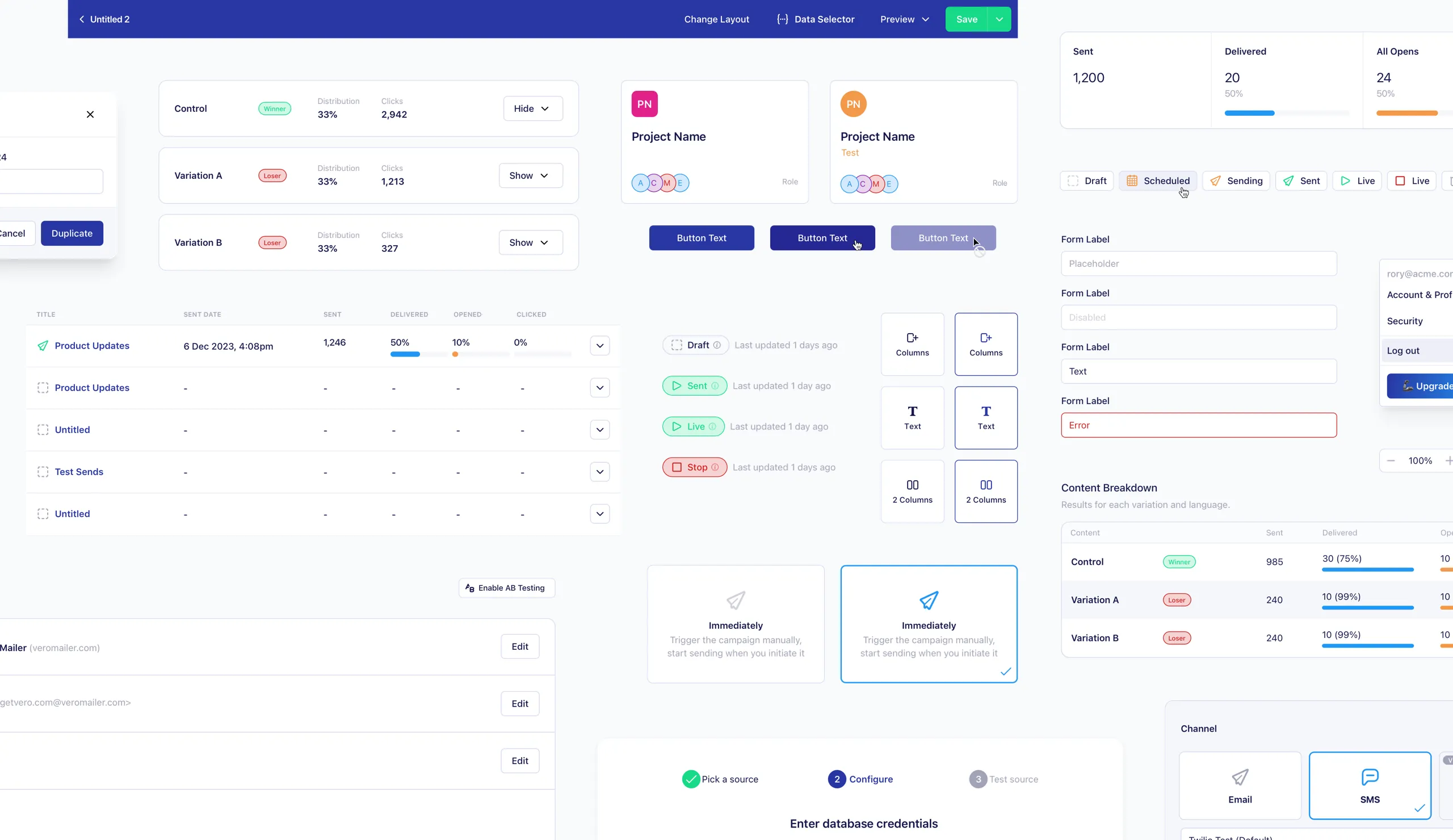 Component snapshot for Vero's design system